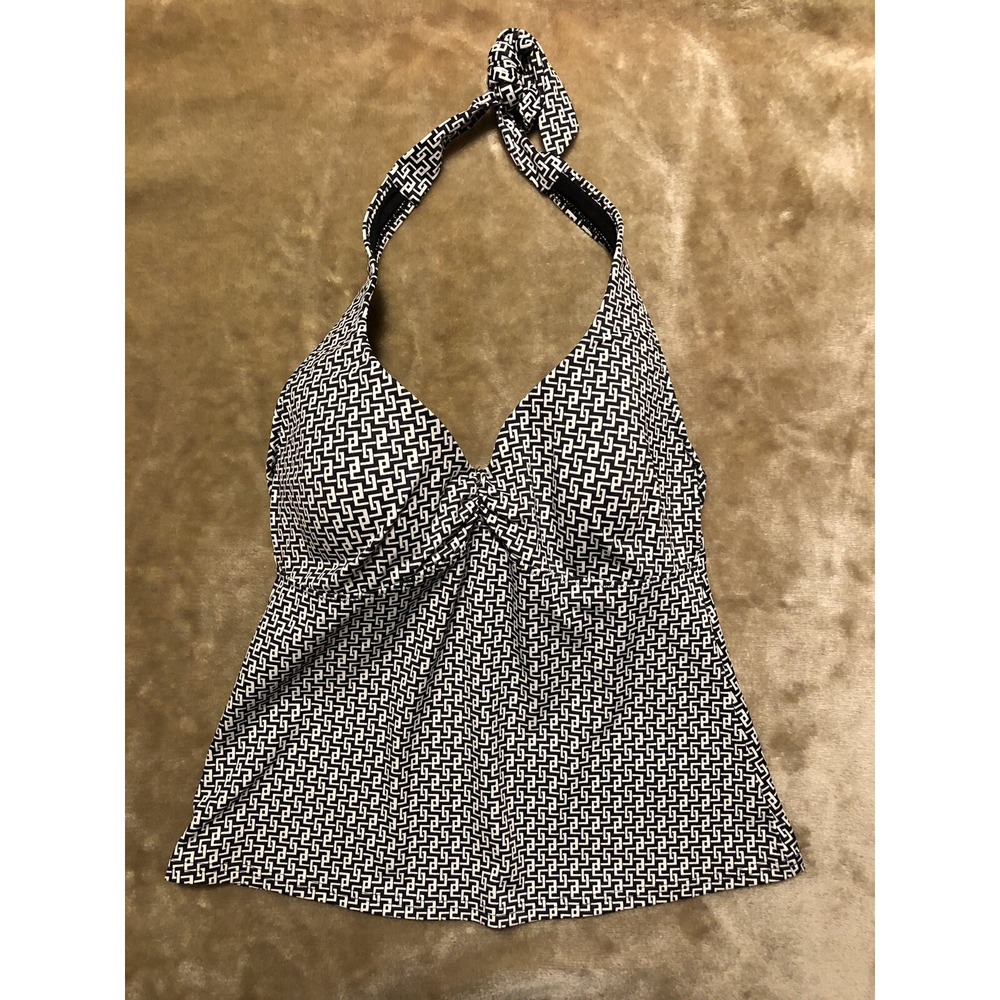 Lands' End Tankini Swim Top Size 8 B Black & white